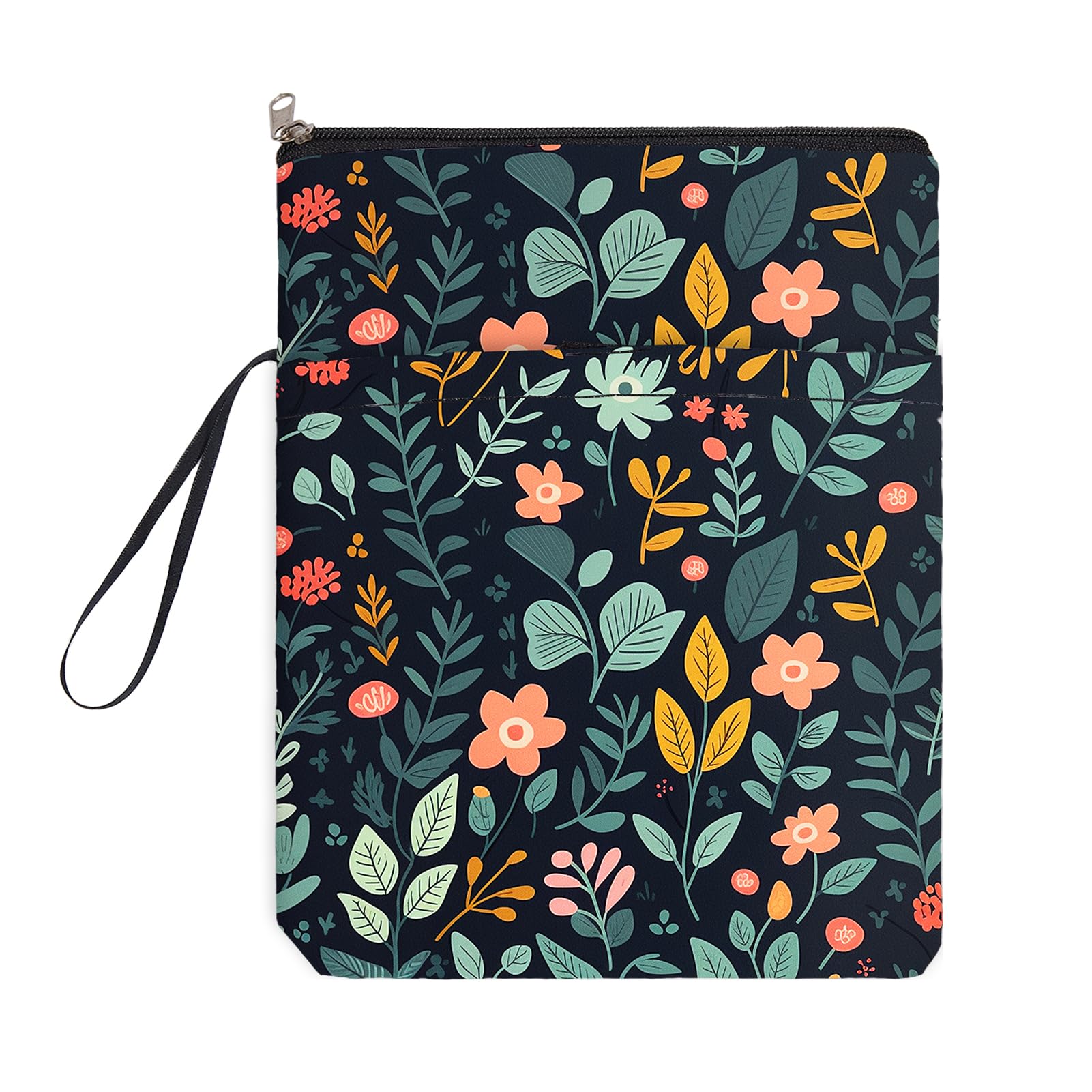 Craspire Pochette De Protection Pour Livre Daisy Avec Fermeture Éclair Et Pochette Supplémentaire En Tissu Rectangulaire Printemps Avril Fleur Pochette De Protection Lavable Pour Livre De Poche