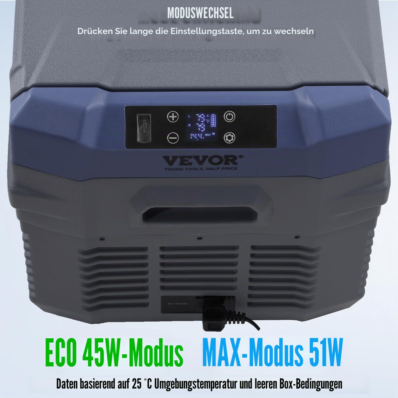 VEVOR Autokühlschrank, 25 L Dual Zone tragbarer Gefrierschrank, 12 Volt Autokühlschrank, -20~20 ℃ einstellbarer Bereich, 12/24 V DC / 100-240 V AC Kompressorkühler für Outdoor, Camping, Wohnmobil