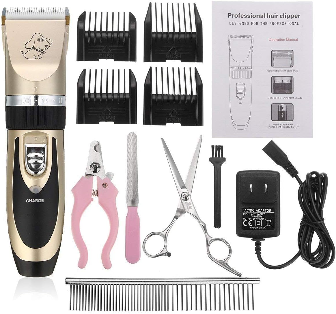 Mumoo BearPet Grooming Clipper Kits Shinemore Low Noise Rechargeable Cordless Quiet Pet Groomer