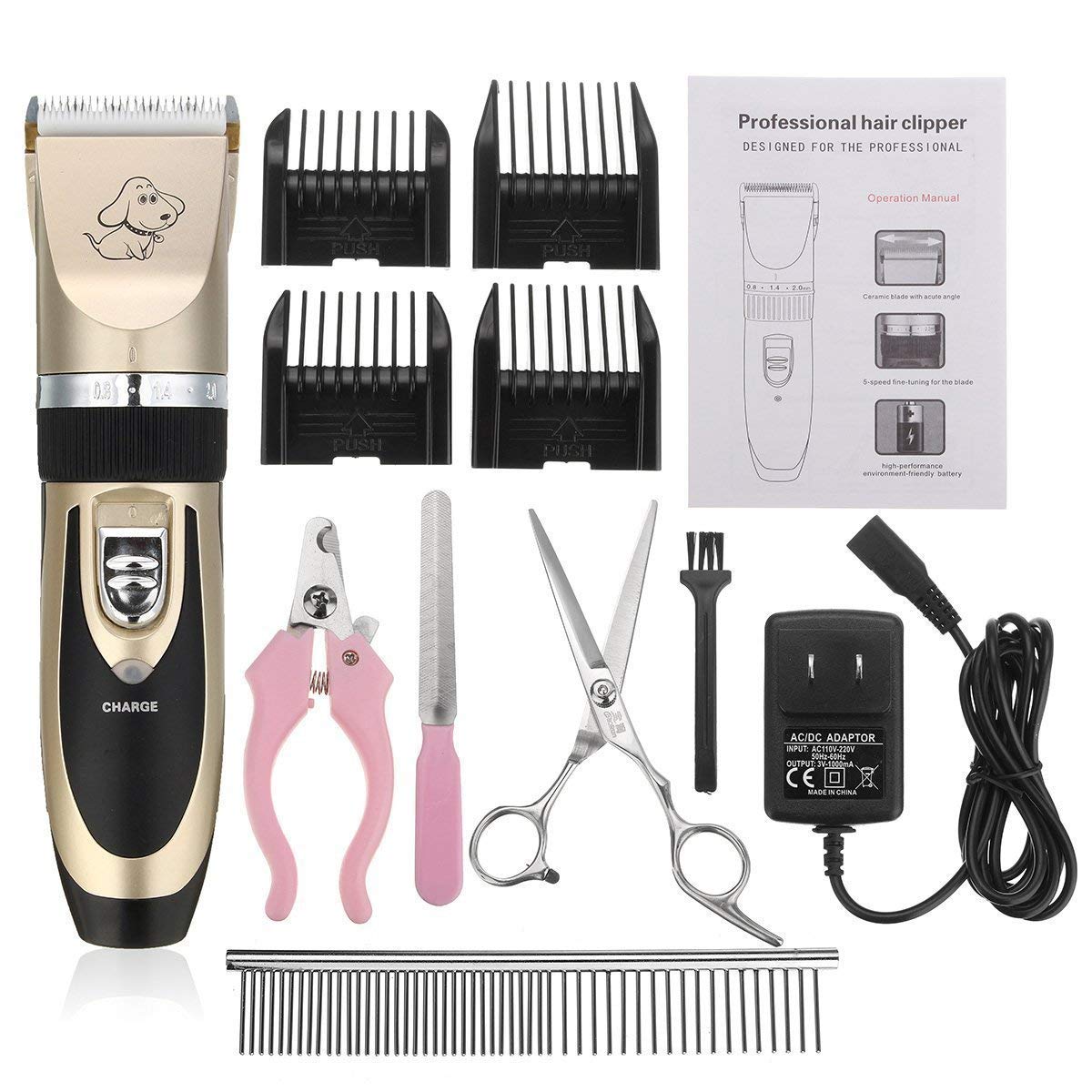Mumoo BearPet Grooming Clipper Kits Shinemore Low Noise Rechargeable Cordless Quiet Pet Groomer