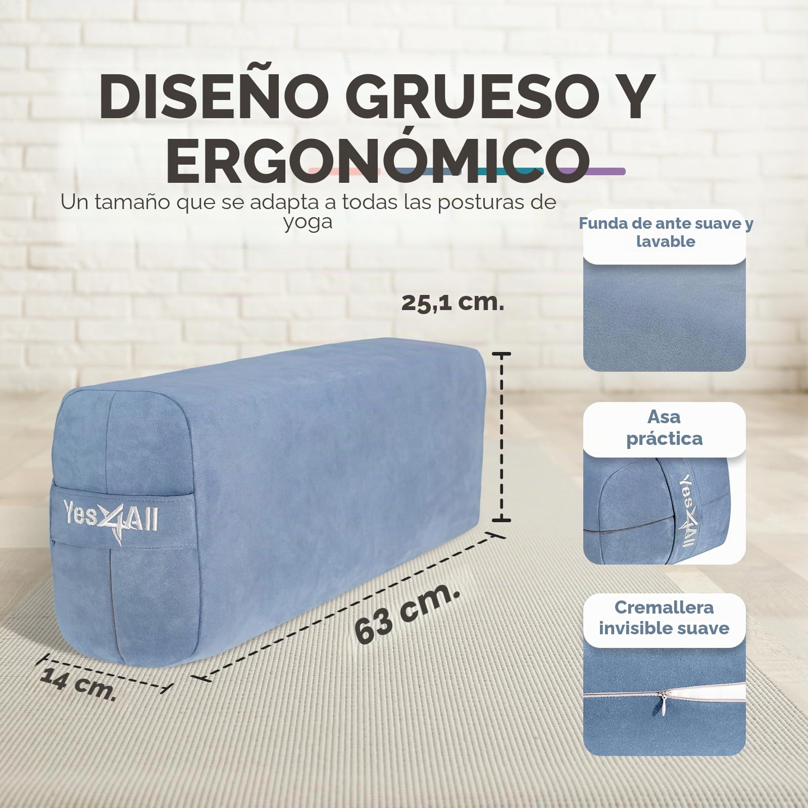 Yes4All Almohada de esponja de triple capa para yoga, almohada de refuerzo con espuma viscoelástica que proporciona una base para el viaje a la paz interior