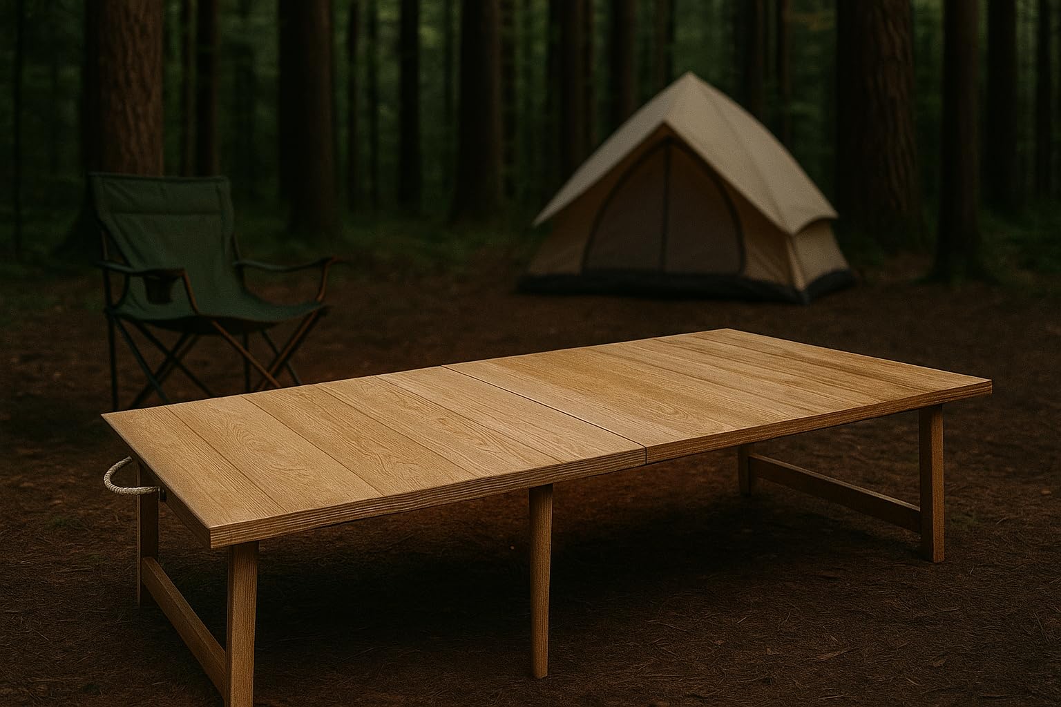 pratikoutdoor Katlanır Sabit Ayaklı Kamp, Piknik ve Bahçe Masası 70x120 cm - Ham Naturel Renk