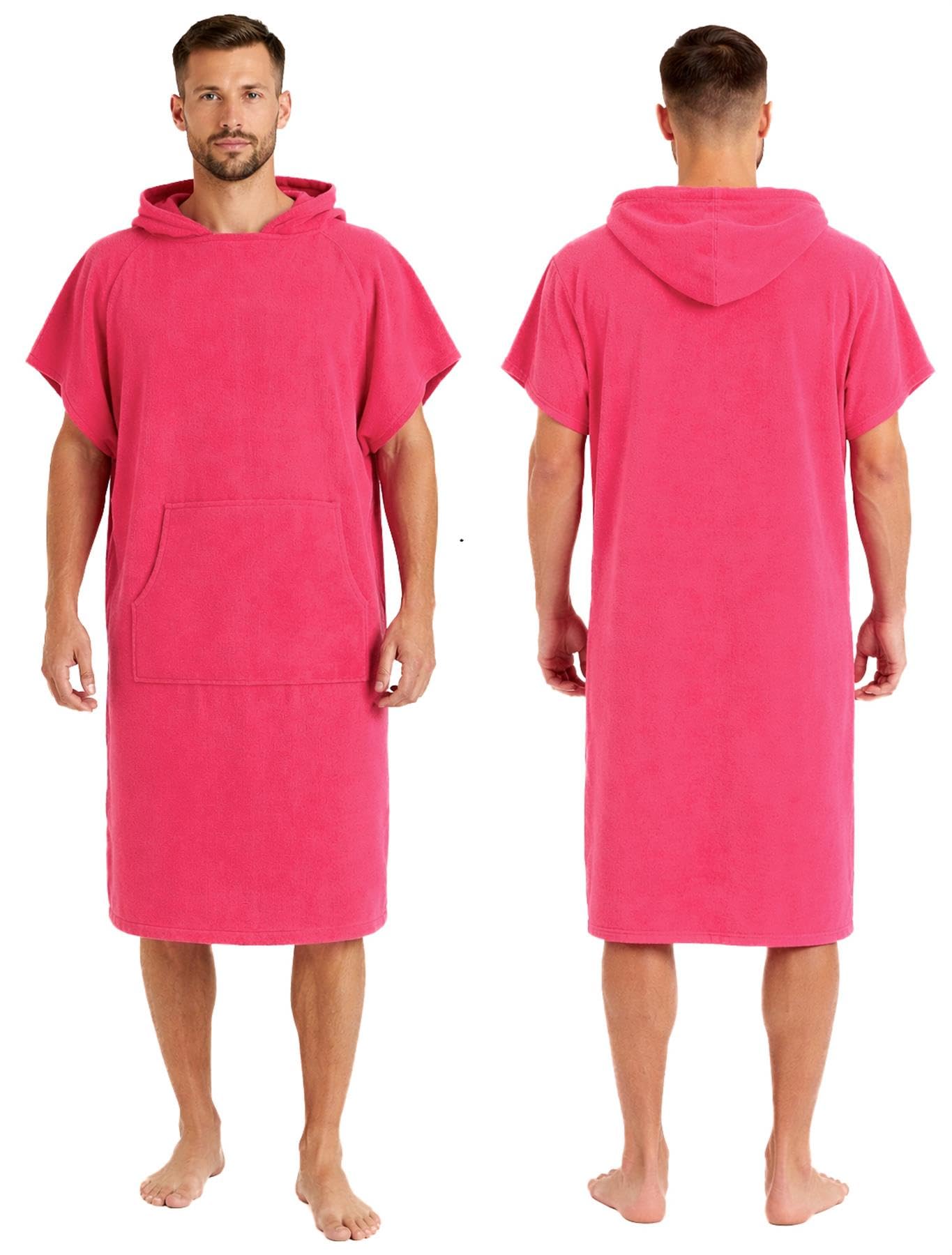 Adore Changing Robe - Quick Dry Hooded Towel Poncho - Microfibre Beach Swim Surf - L/XL - Pink