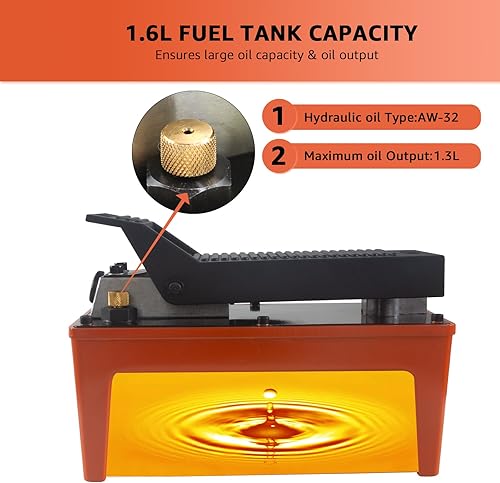 Miniatura 4 de BESTOOL Bomba hidráulica de aire accionada por pie de depósito de 10,000 PSI, 12 gal para elevador de maquinaria pesada y reparación de automóviles