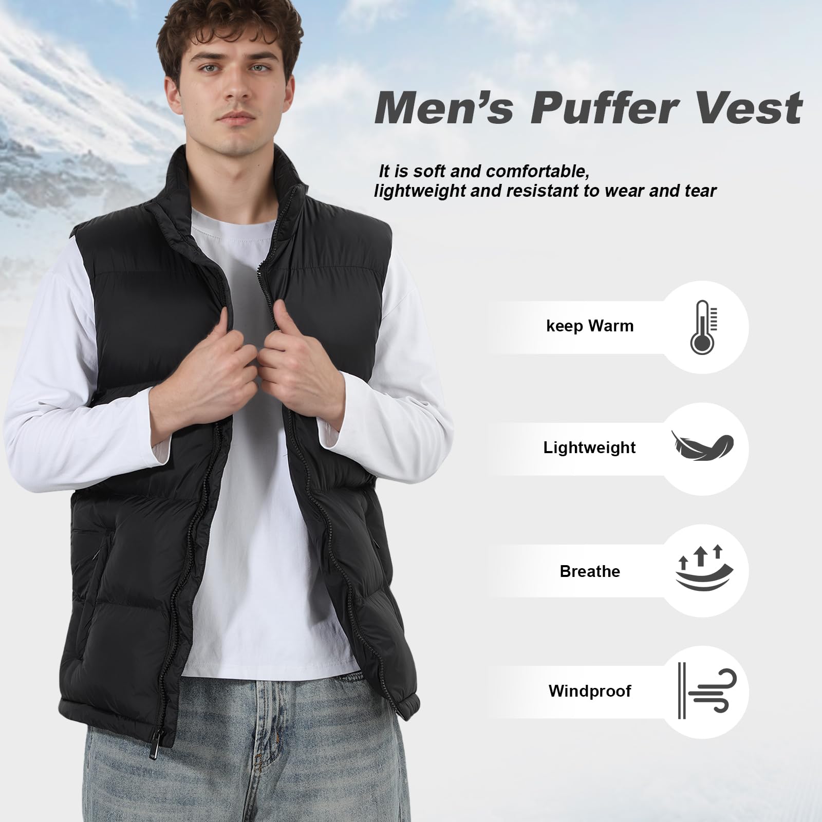 LHHMZ Chaleco para hombre al aire libre Chaqueta ligera sin mangas, Chalecos ultraligeros Chaqueta con cuello alto