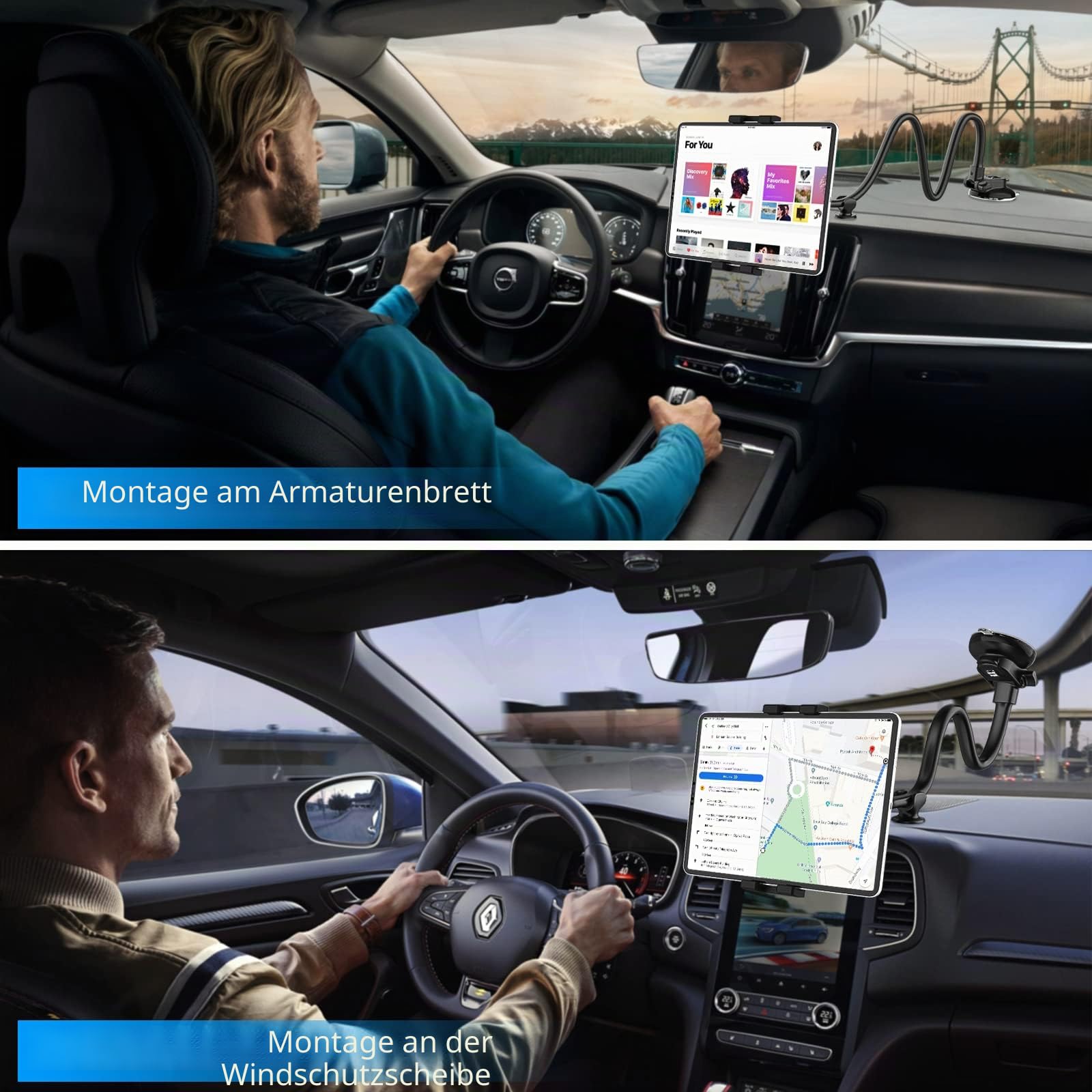 Windschutzscheibe Armaturenbrett Tablet Halterung mit Flexiblem Langem Arm