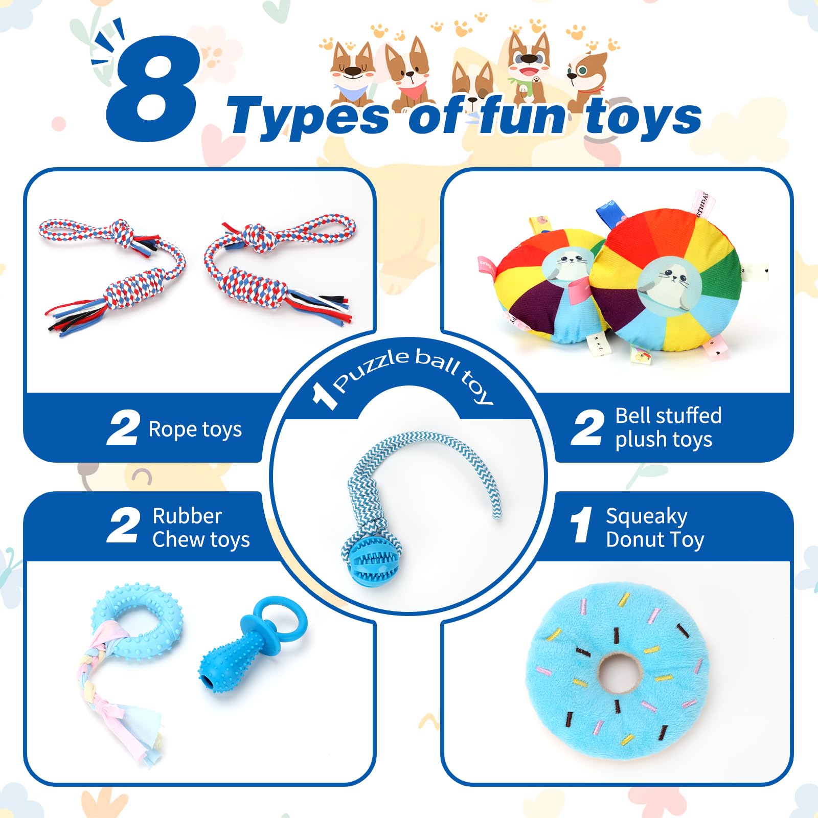 Gimnasio de juego para cachorros con 8 juguetes colgantes, juguetes de gimnasio de selva para perros pequeños con marco de PVC, juguete interactivo para cachorros con correas elásticas para