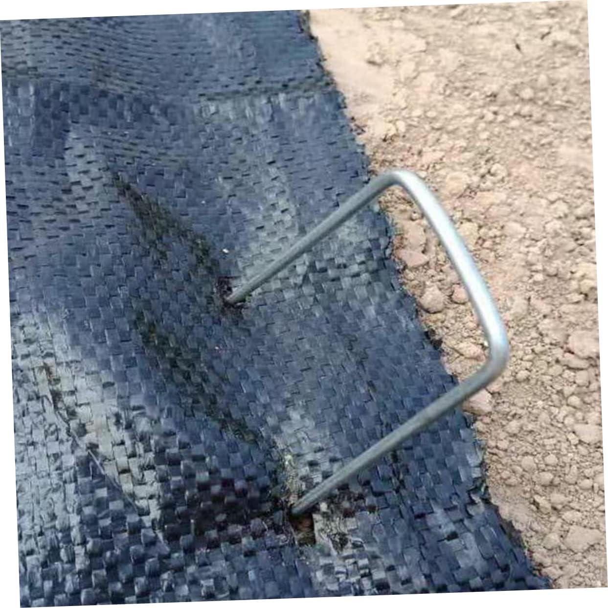 UKCOCO 50pcs U-Shape Galvanized Ground Nails for Plant Support Artificial Grass Heavy Duty Landscape Garden Staples Garden Stakes