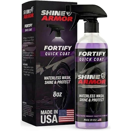 SHINE ARMOR Ceramic Coating Fortify Quick Coat Car Wax Polish Spray Waterless Wash & Wax Hydrophobic Top Coat Polish & Polymer Paint Sealant Detail Protection 8 Fl Oz