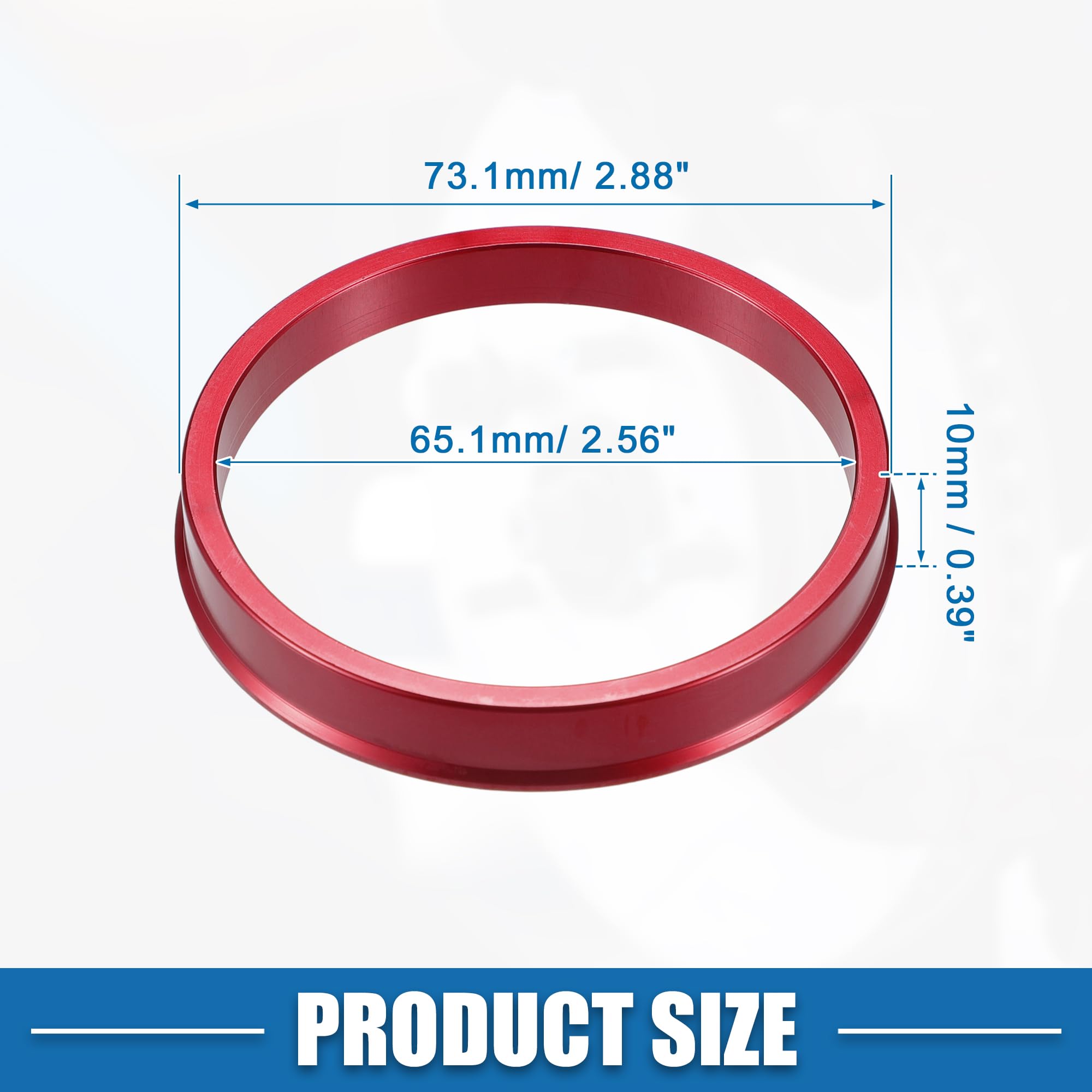 A ABSOPRO anellos centrici per Cerchi Auto OD 73.1mm a ID 65.1mm anellos centrici per Cerchi in Lega di Alluminio Rossi (Set di 4)