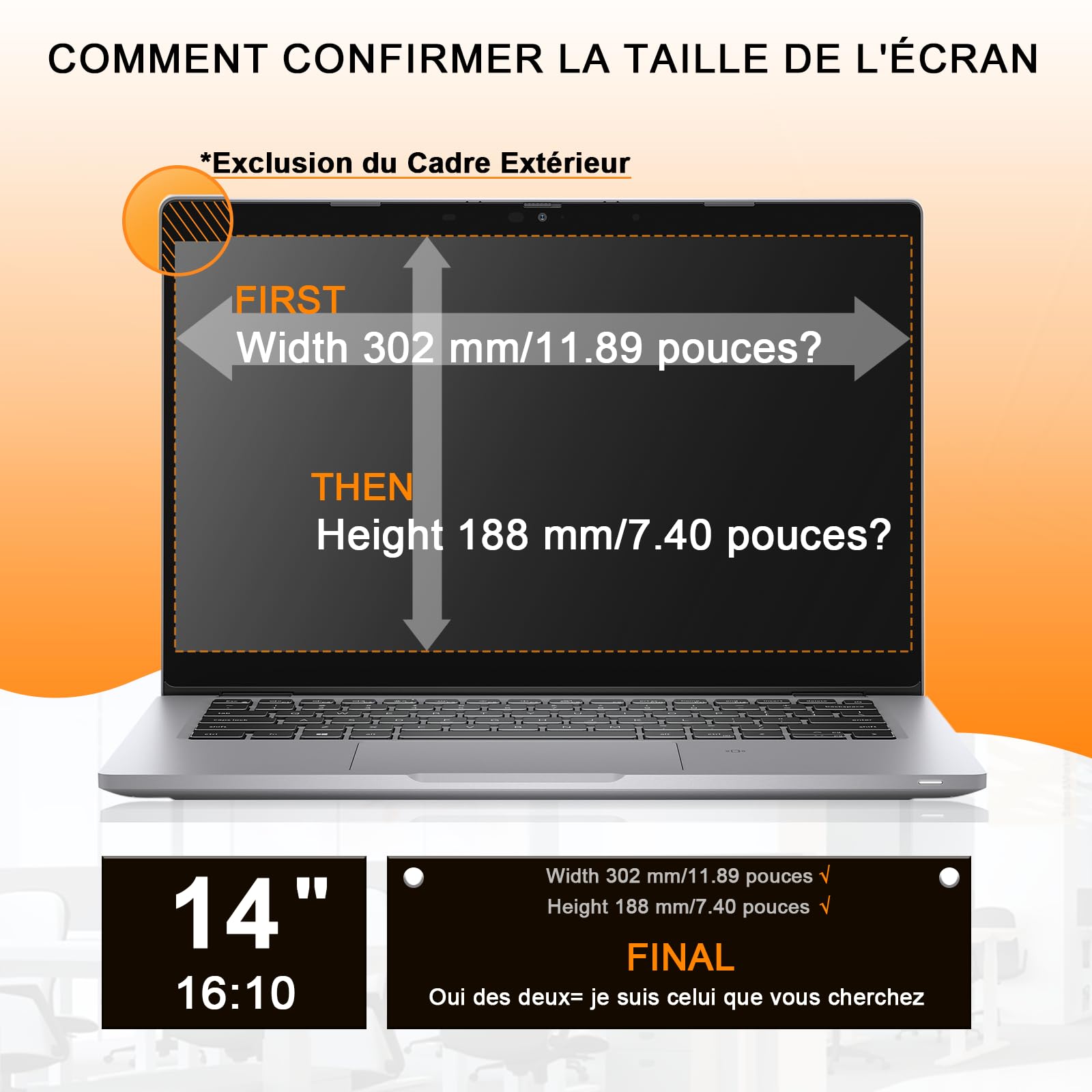 14 Pollici Filtro Privacy 16:10, Filtri Schermo per Computer Portatile Compatibile con HP/Dell/Acer/Lenovo/Thinkpad/Samsung/ASUS/Sony, Rimovibile Anti-Luce Blu Protezione Schermo PC 16:10