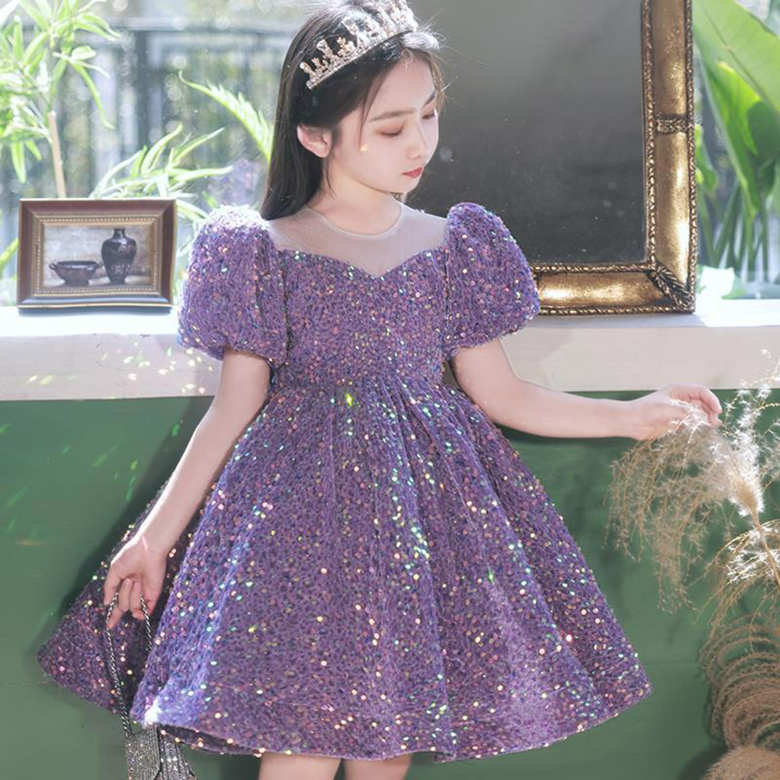Elegant Kleider Mädchen Festlich Rundhals Langarm Karneval Fasching Prinzessin Partykleider Mädchen Festival Freizeit Locker Lässig Bequeme