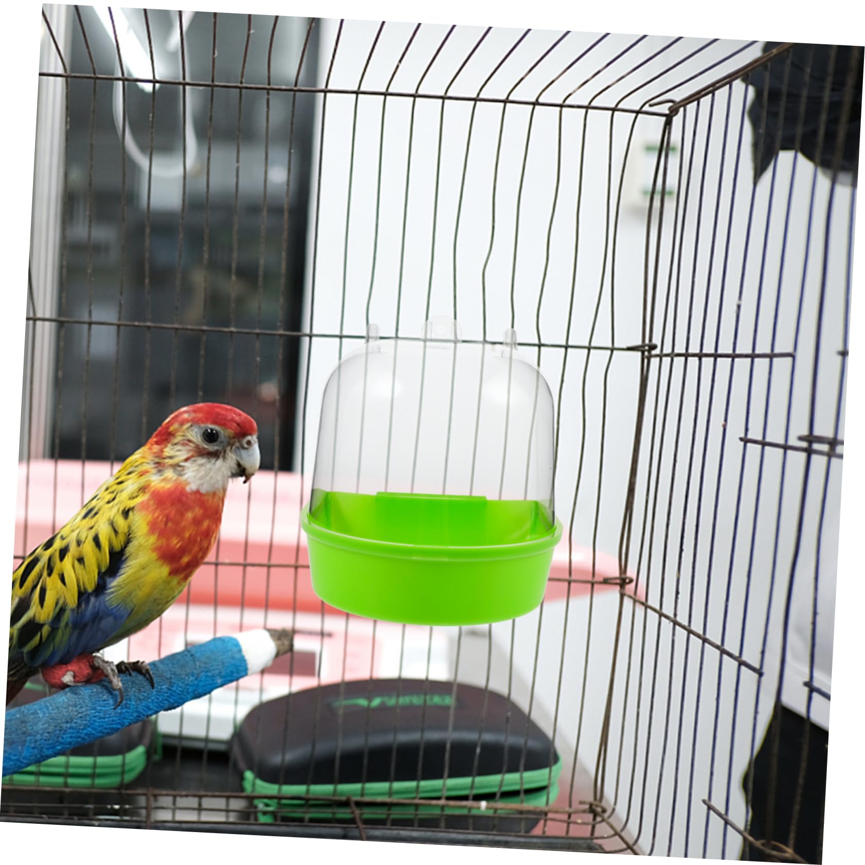 BESPORTBLE 4pezzi Vasca da Bagno per Uccelli Box da Bagno per Pappagalli Vaschetta Appendibile per Pulizia e Divertimento Resistente e Riutilizzabile Accessori per Piccoli Animali Domestici