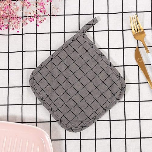 Miniatura 7 de Posavasos 100% algodón para cocina de uso diario, resistente al calor, para cocinar y hornear, juego de 3 cuadros negros