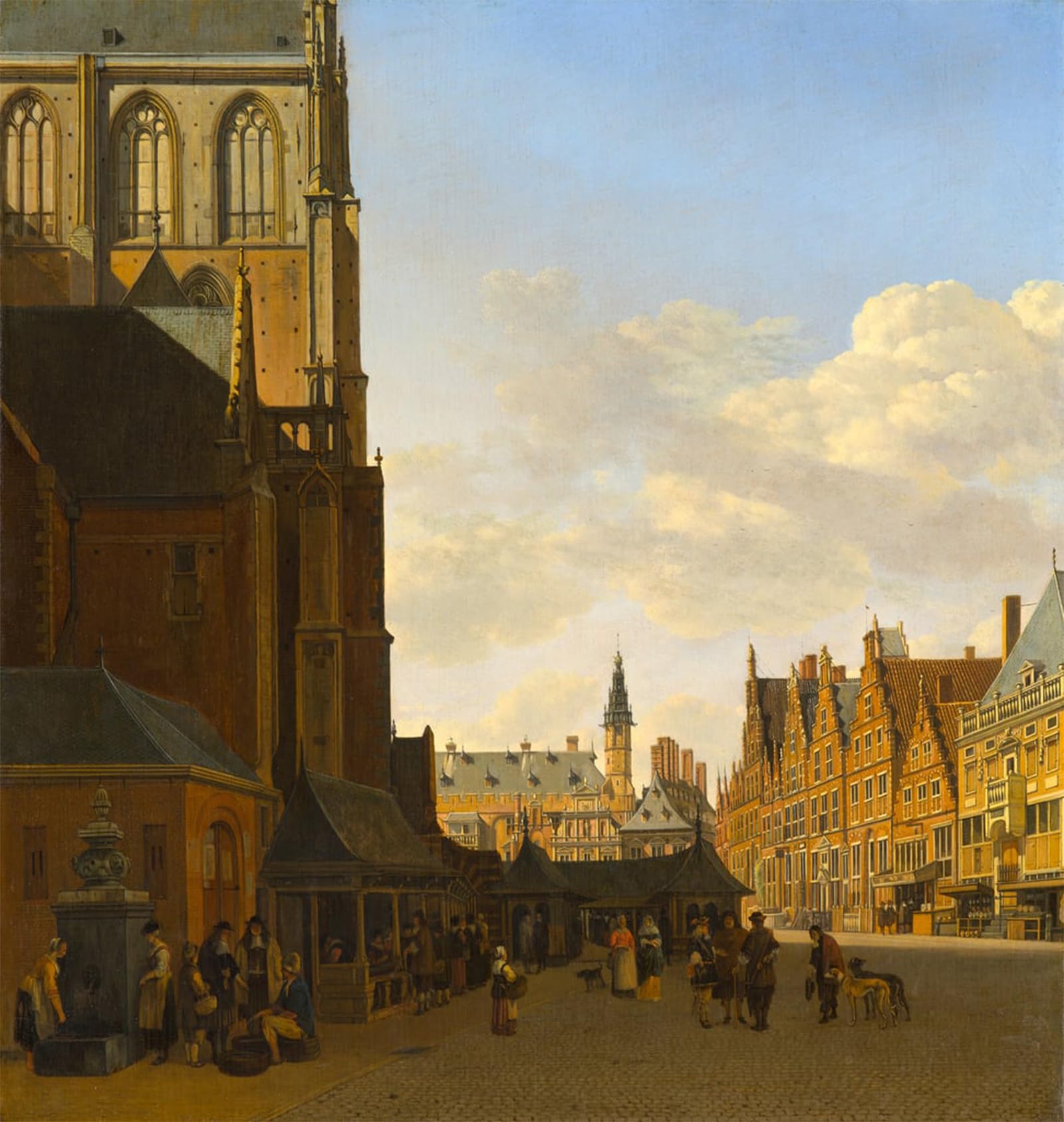 SERENDIPITP Vintage Wall Art Canvas Nordic Poster Canvas Print Picture the Fish Market and He Grote Kerk At Haarlem by Gerrit Adriaensz Berckheyde Wall Art Poster for Home Decor 60x90cm