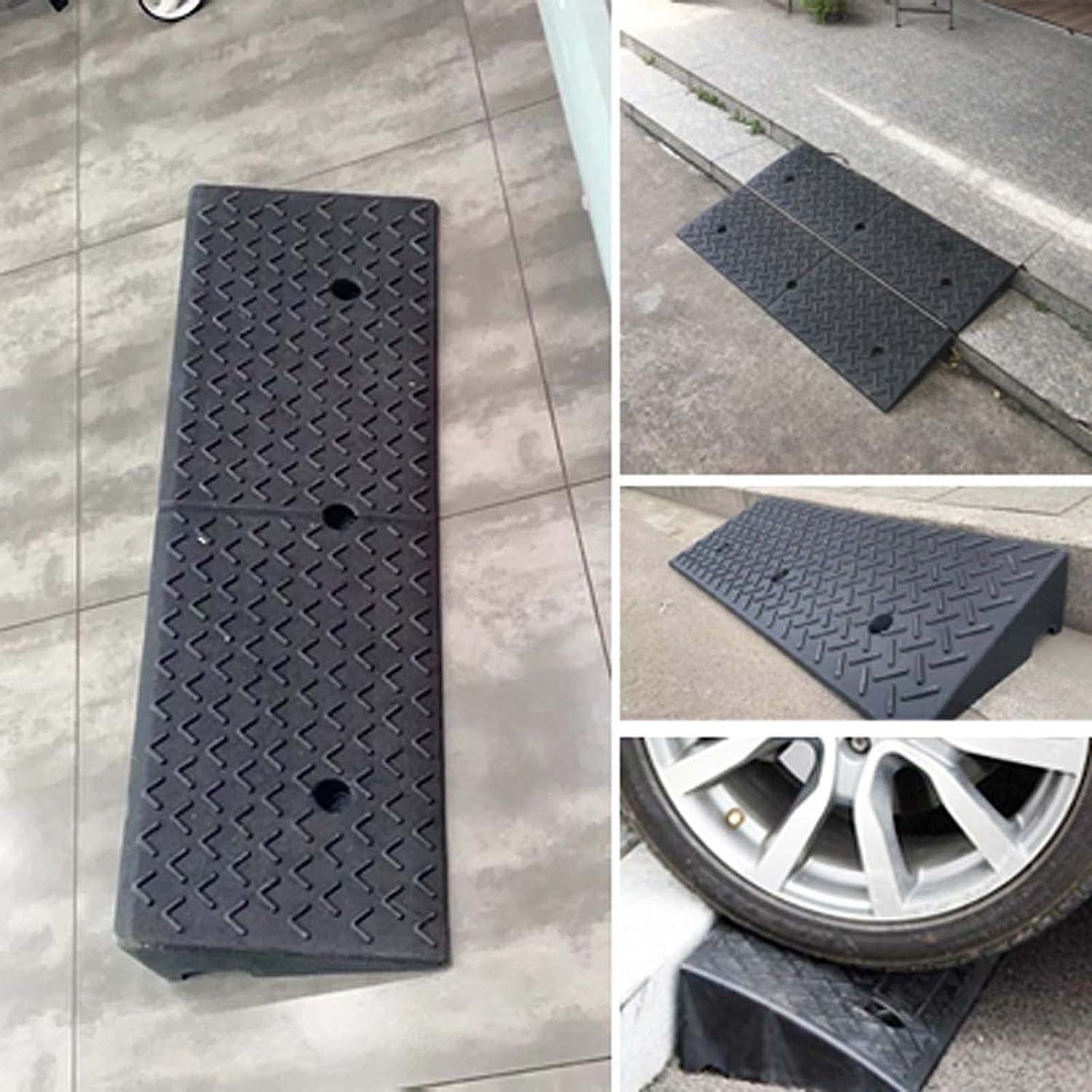 Loading Ramps, Curb Ramp Loading Ramps Rubber Threshold Ramp 39x10x1.6 Inches, Driveway Ramp for Curb, Portable Lightweight Plastic Threshold Ramp for Driveway, Heav