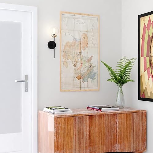 Miniatura 7 de VAXCEL Orbit 1 - Aplique de pared industrial MCM de latón y bronce aceitado claro globo de cristal transparente