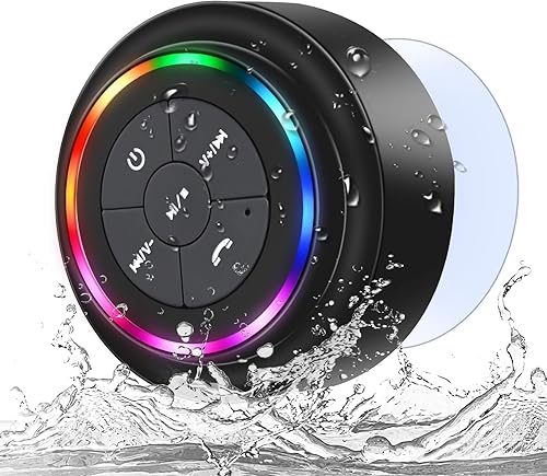 Miniatura 1 de Mini altavoz de ducha Bluetooth con ventosa, altavoz de ducha inalámbrico Bluetooth impermeable, IP67 flotante impermeable altavoces de baño con luz