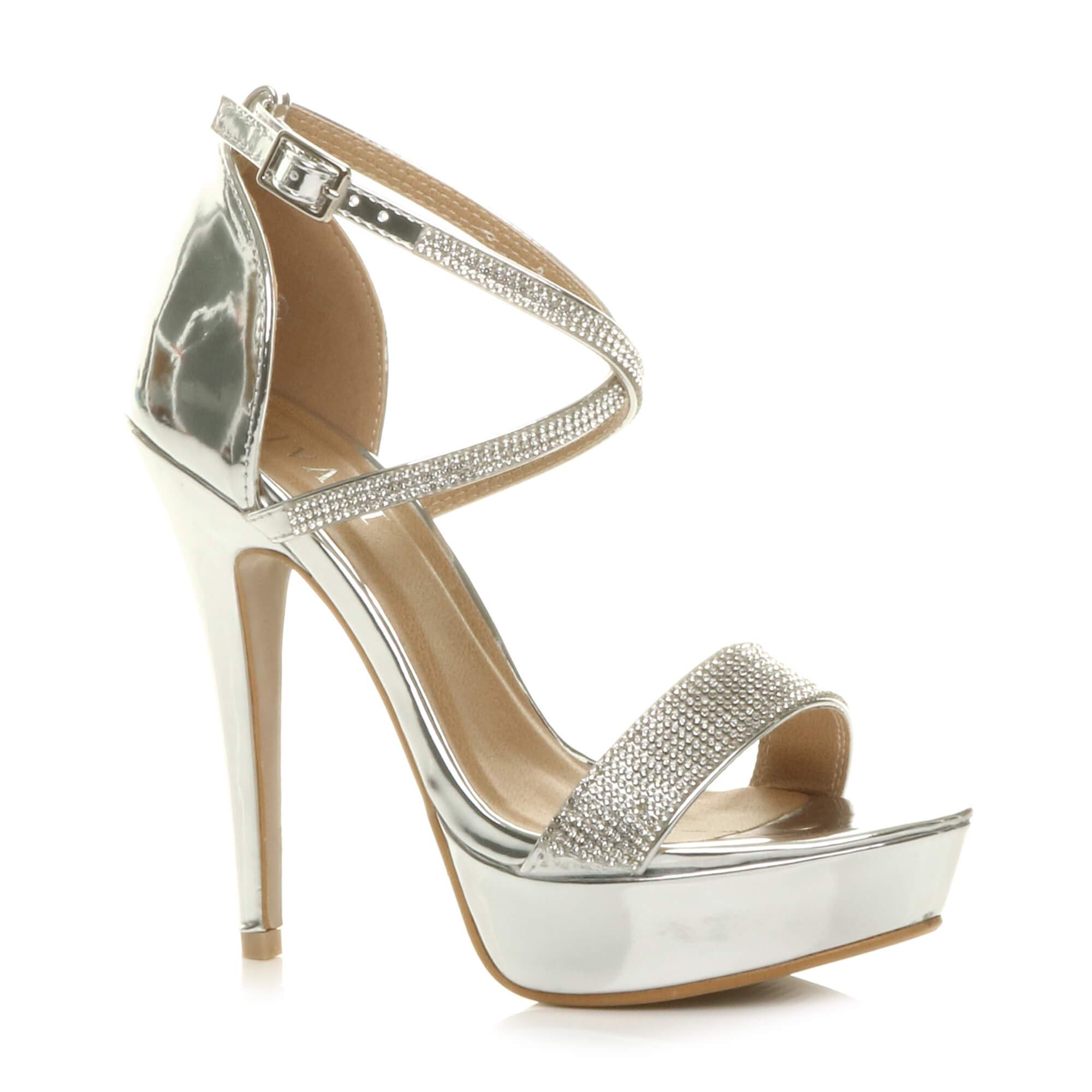 Womens Ladies Platform high Heel peep Toe Cross Over Strappy Sandals Shoes Size