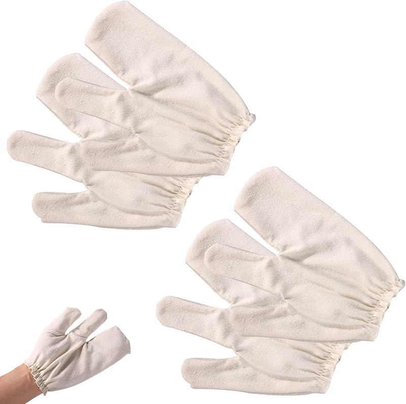 Luvas para Banho em Seda Crua Lyreh Bege, Pacote com 2 Pares