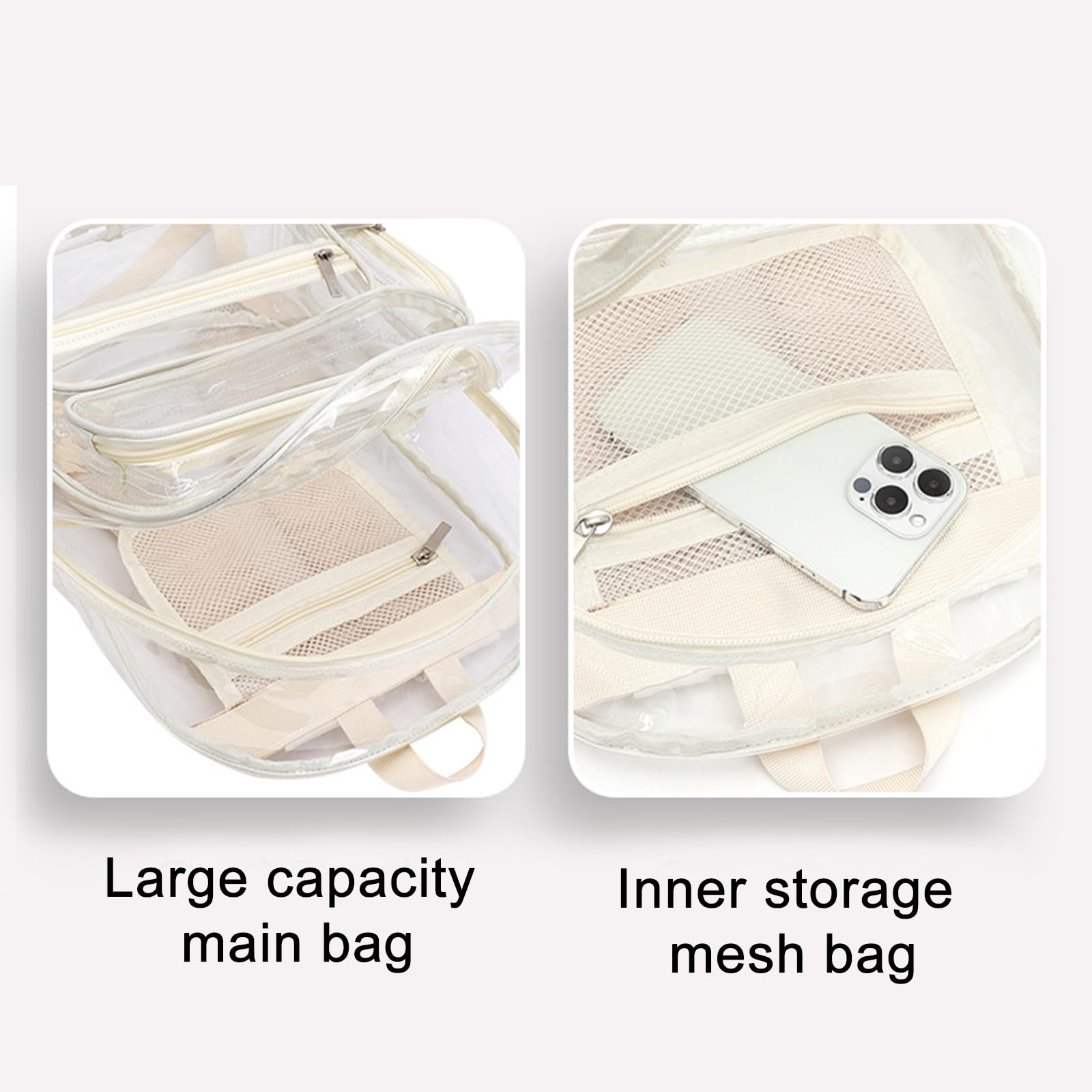 Borsa da scuola trasparente per donna Zaino in PVC Borsa per libri capacità Zaino casual adatto per la scuola e l ' uso quotidiano Zaino trasparente unisex