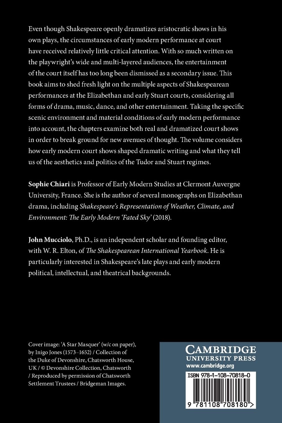 Performances at Court in the Age of Shakespeare