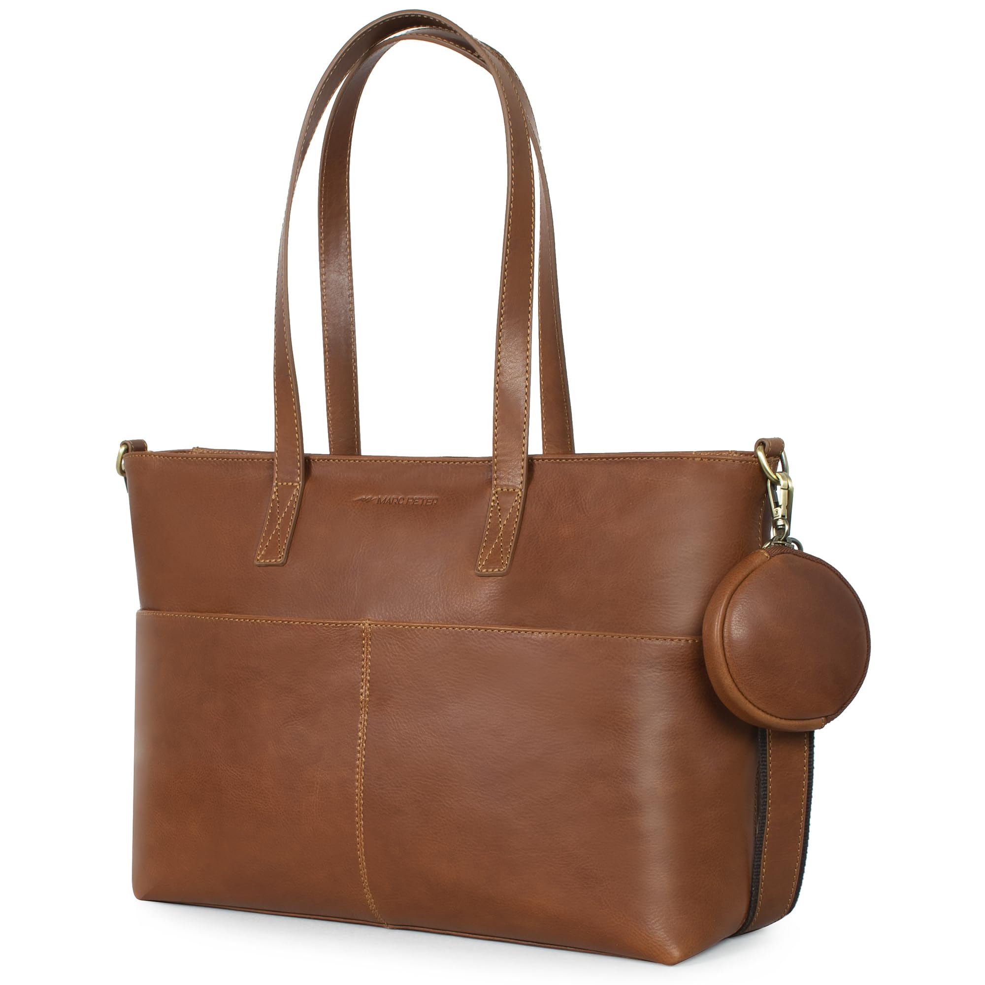 Marc Peter® Vintage Arbeitstasche Sarah, Große Umhängetasche aus Leder, Schultertasche mit 14" Laptopfach, Handtasche für Damen