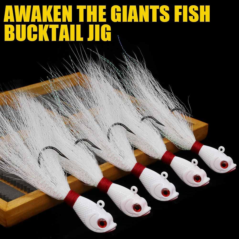 Bucktail Jigs Saltwater Hair Jigs Head Flukes Fishing Lures