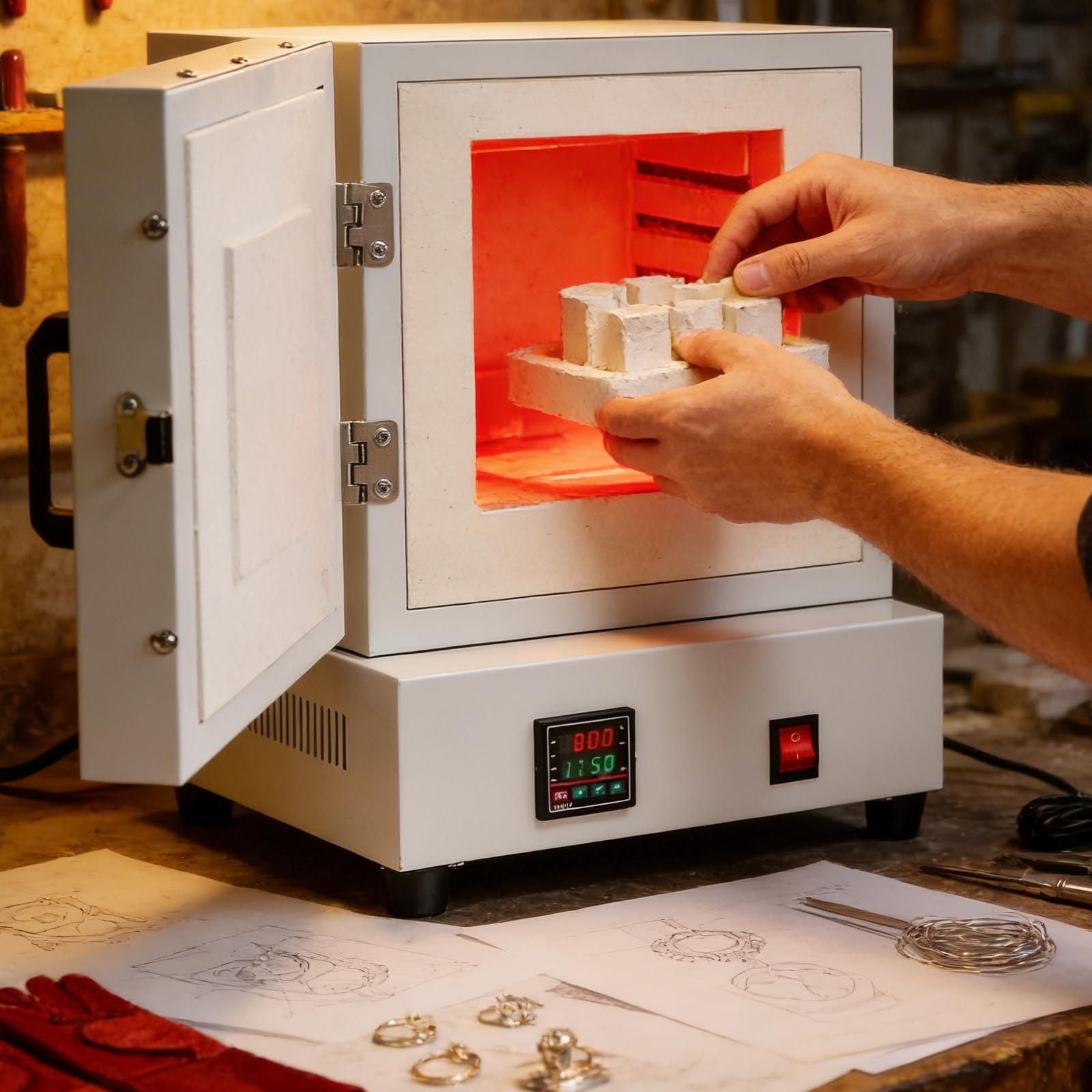 Horno EléCtrico Profesional para La FabricacióN De Joyas, Horno De FusióN De 2000 W para FundicióN De Metales Y CeráMica, Horno De Mufla Digital De 1150 °C/2102 °F (Blanco)