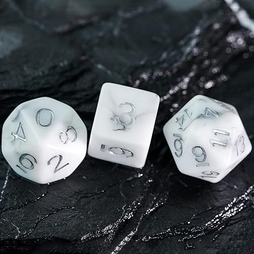 Miniatura 3 de HDdais D&D - Juego de 7 dados para Calabozos y Dragones, dados poliédricos para juegos de mesa Pathfinder RPG MTG (blanco negro)