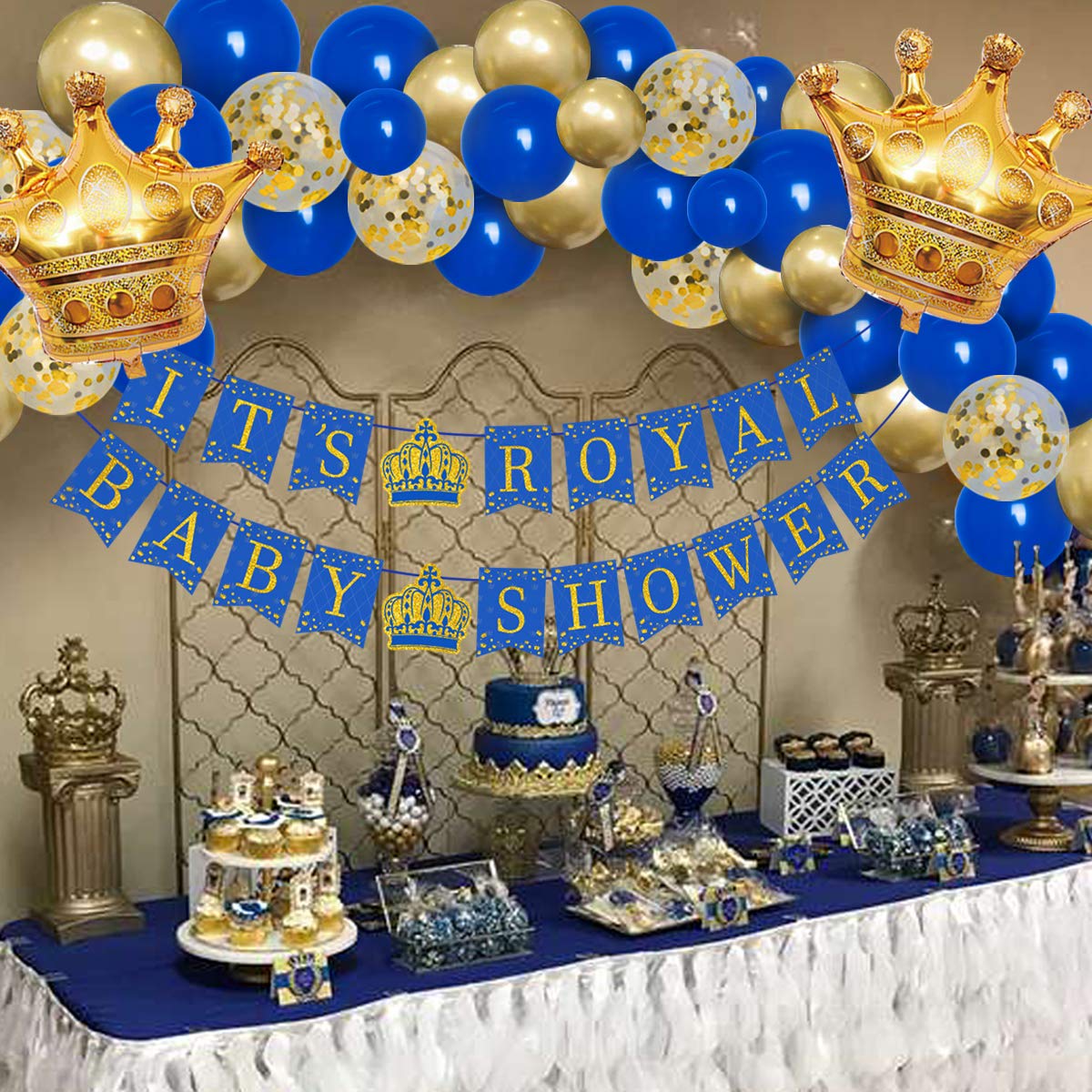 Royal Prince Baby Shower Decorations Balloon Garland Arch Kit Blue and
