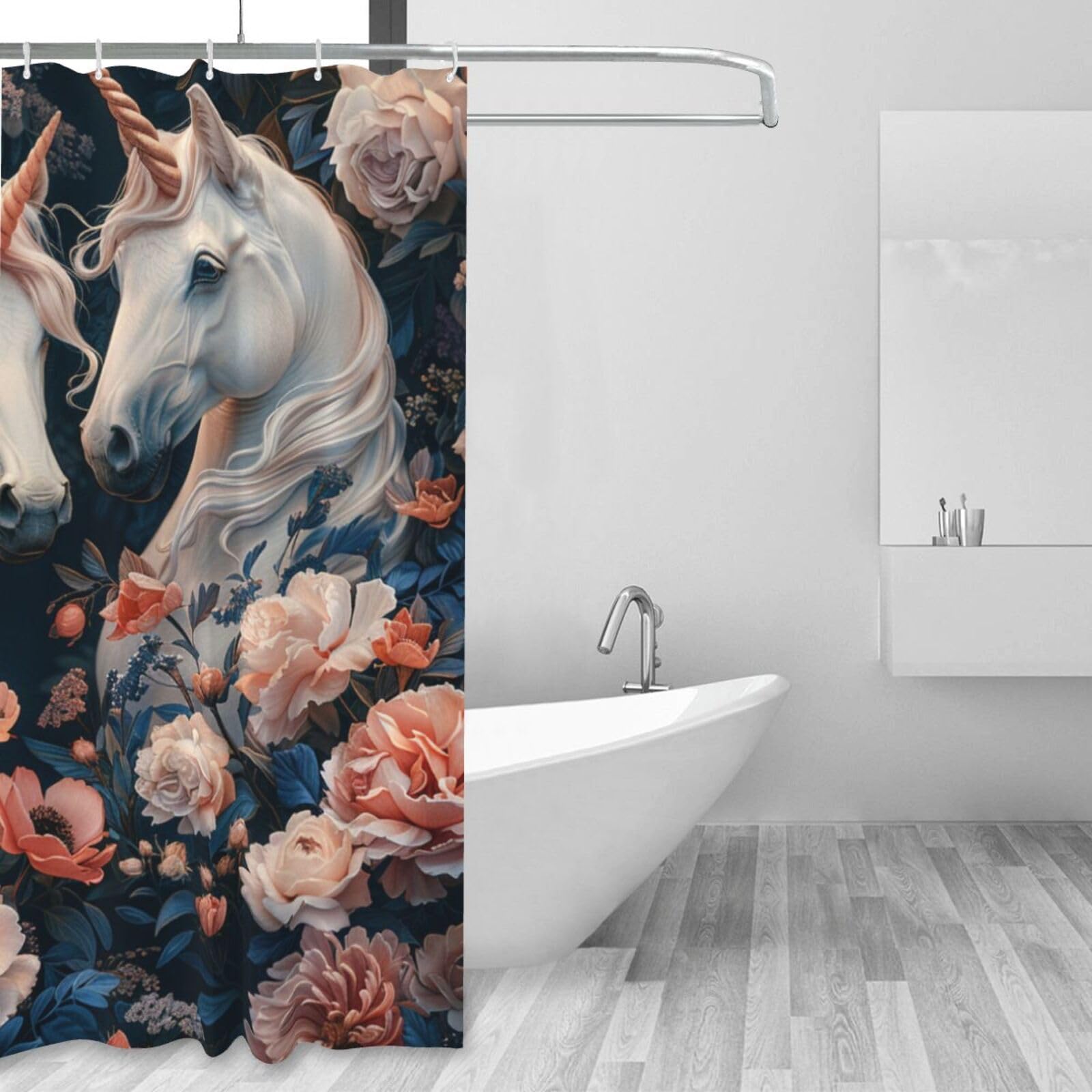Antischimmel Douchegordijn 90 x 200 cm, Aanpasbaar, Wasbaar, Verzwaarde, Sneldrogend, met Haak, Schimmelbestendig, Meerkleurig Raster