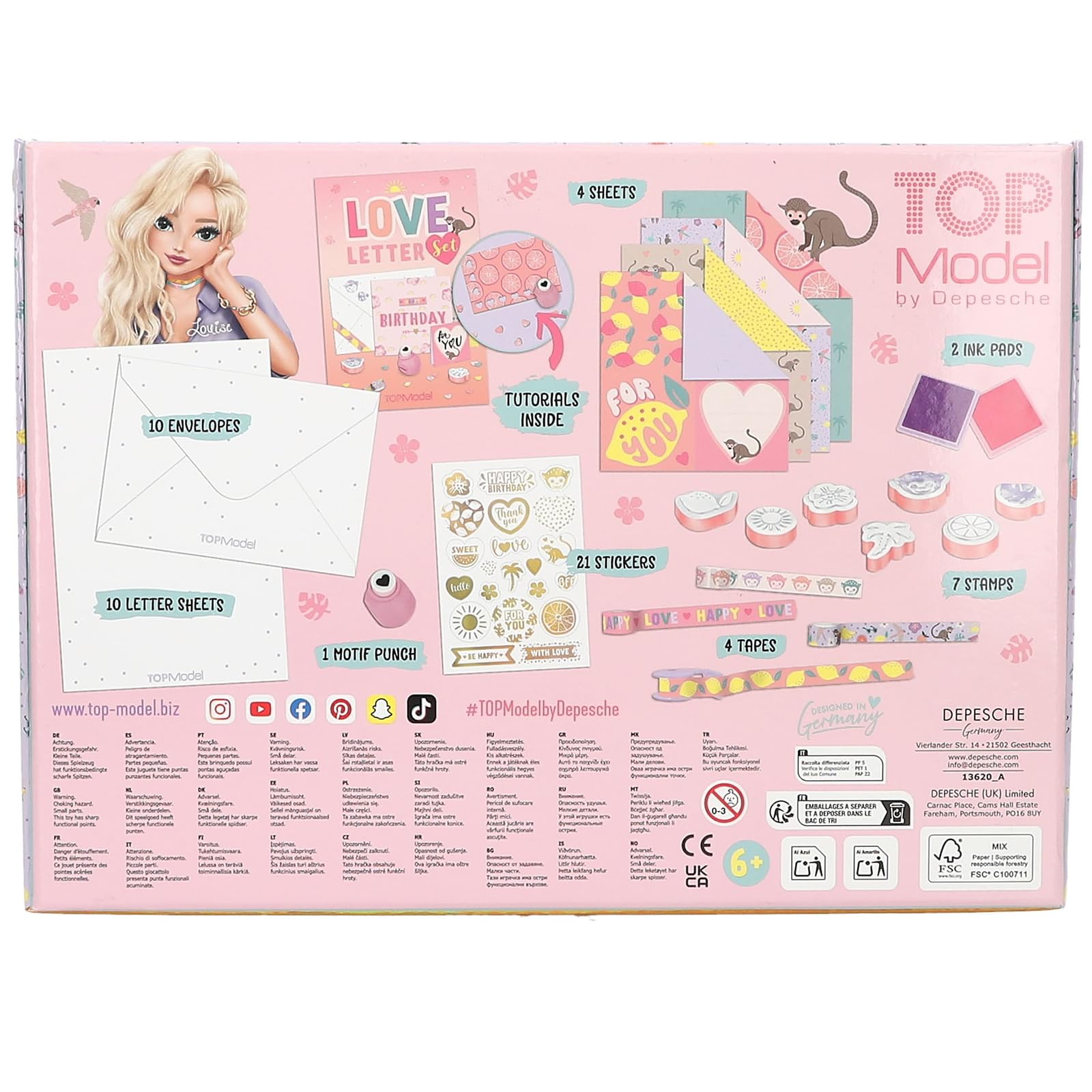 Depesche TOPModel Juicy Papier à Lettres Set en Boîte avec Feuilles, Enveloppes et Autocollants