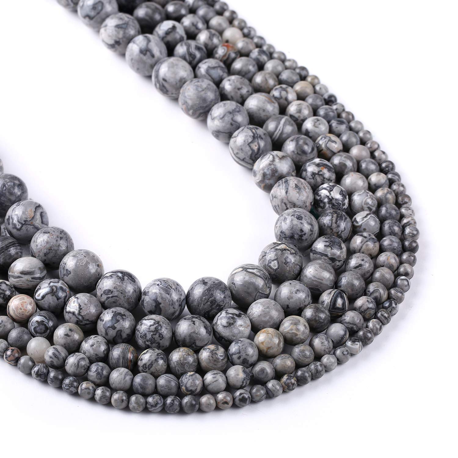 Rosebeading Gray 6Mm Map Jasper Gemstone Round Loose Beads 15" Full Strand