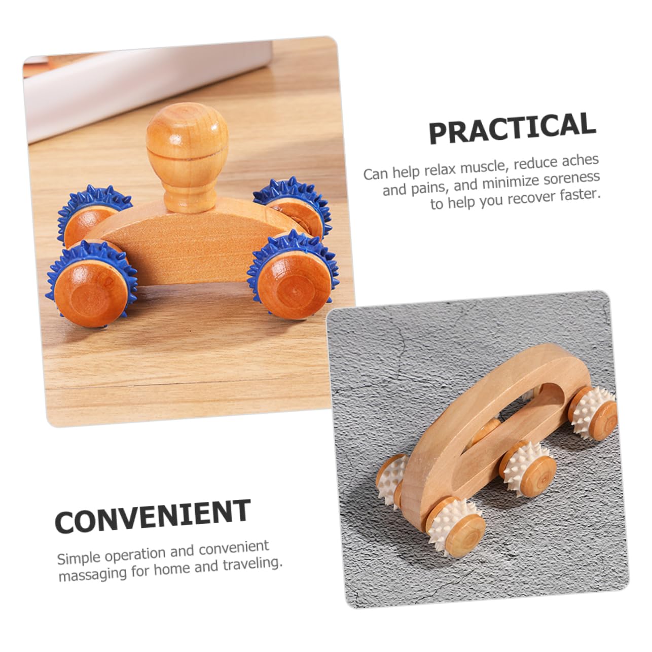Ipetboom 10piezas Rodillo De Masaje Manual De Madera Para De Masajeador Portátil Para Pies Cuello y Cuerpo Para Relajación y