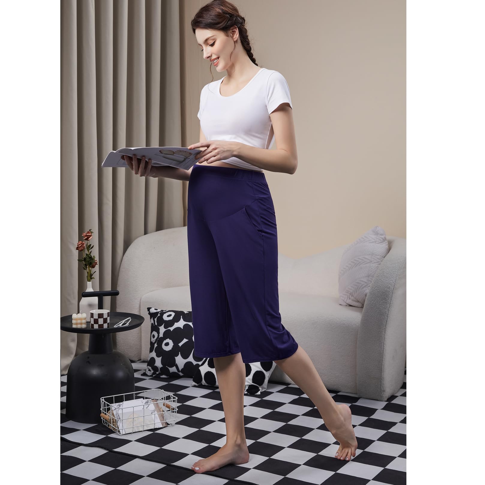 COLOMI Pantaloncini di maternità per Le Donne Modal Morbidi Joggers Pantaloni da Salotto Donne Pantaloncini Premaman Pigiama Pantaloni in Gravidanza
