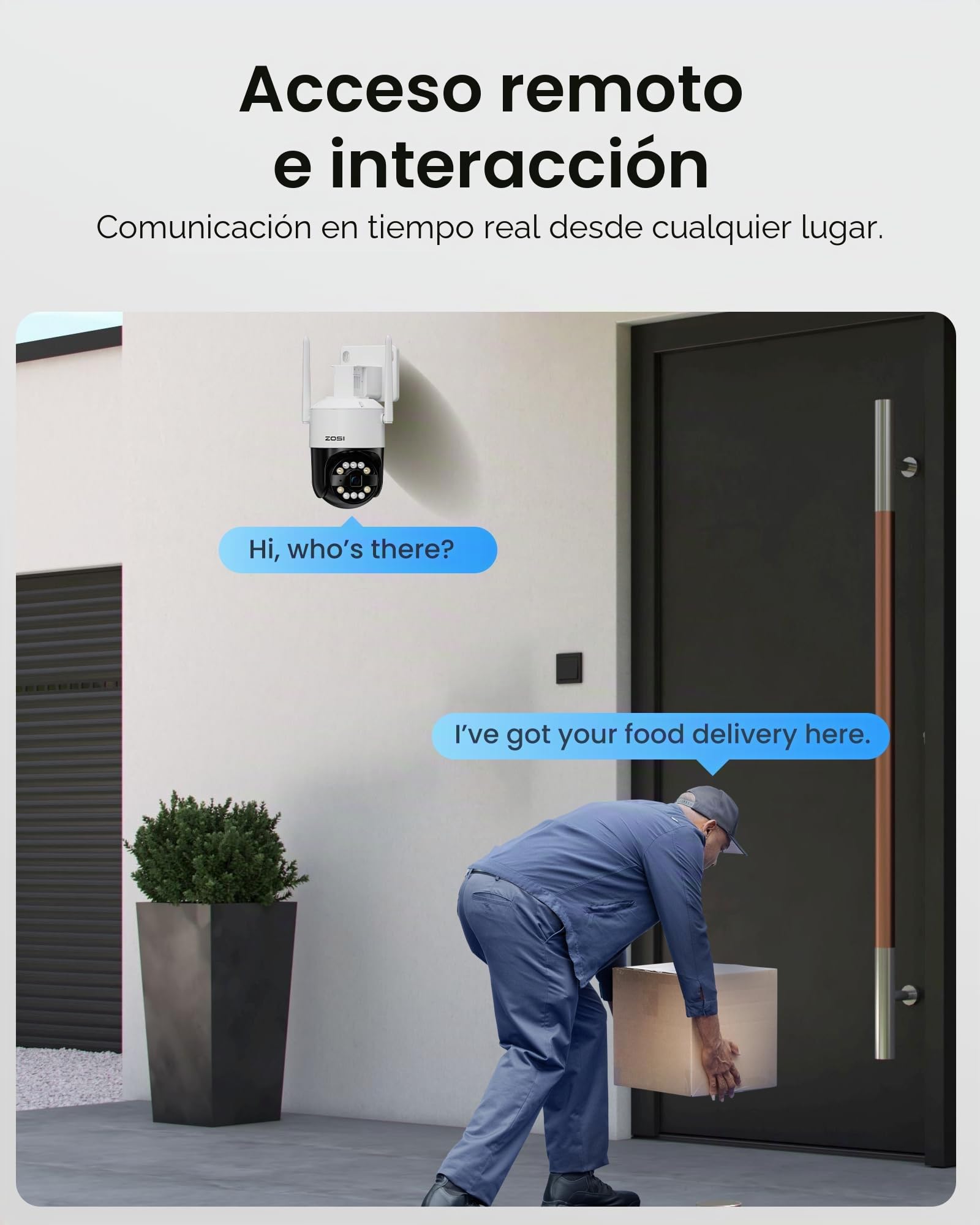 ZOSI 3K Cámara Vigilancia WiFi-6 Exterior, 360° Pan y Tilt Visión, Detección y Seguimiento Automático de Persona, 2,4GHz Cámara Seguridad con Audio Bidireccional