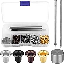 800 Pieces Eyelet Set, 2 mm Plated Copper Metal, Four Colours, Inner Diameter 2 mm, Grommet Eyelets with Tool Set, for Shoes, Leather Goods, Clothing, DIY Craft Projects etc