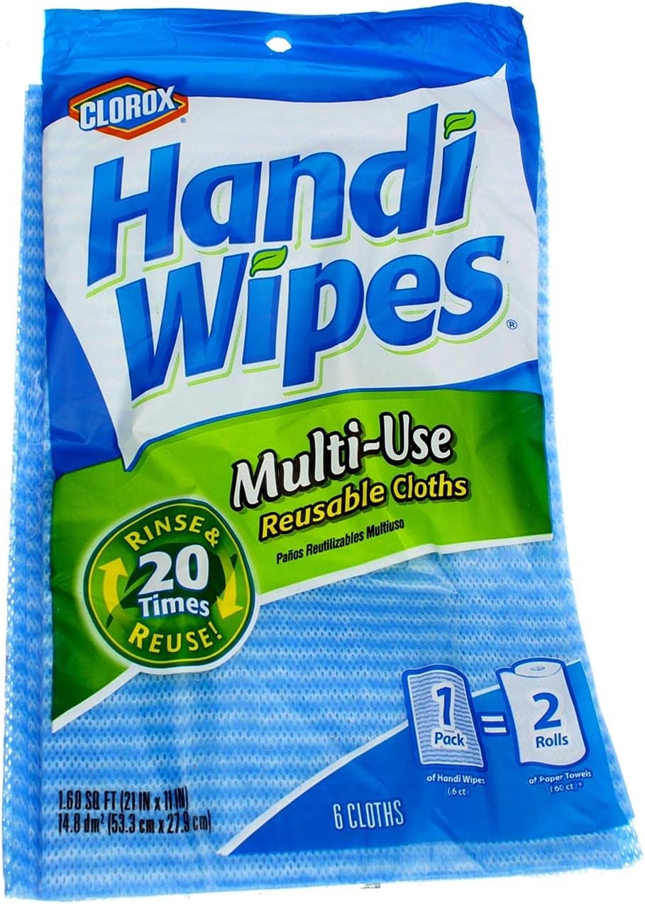Handi Wipes Reusable Cloths, 6-Count Packages (Pack of 15), (Colors May Vary)