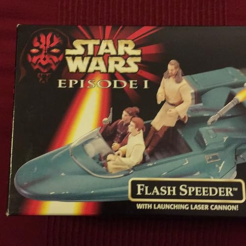 Star Wars Año 1998 Episodio 1 La amenaza fantasma Vehículo - Flash Speeder con daño de batalla abatible plataforma de Gunner deslizante y lanzar