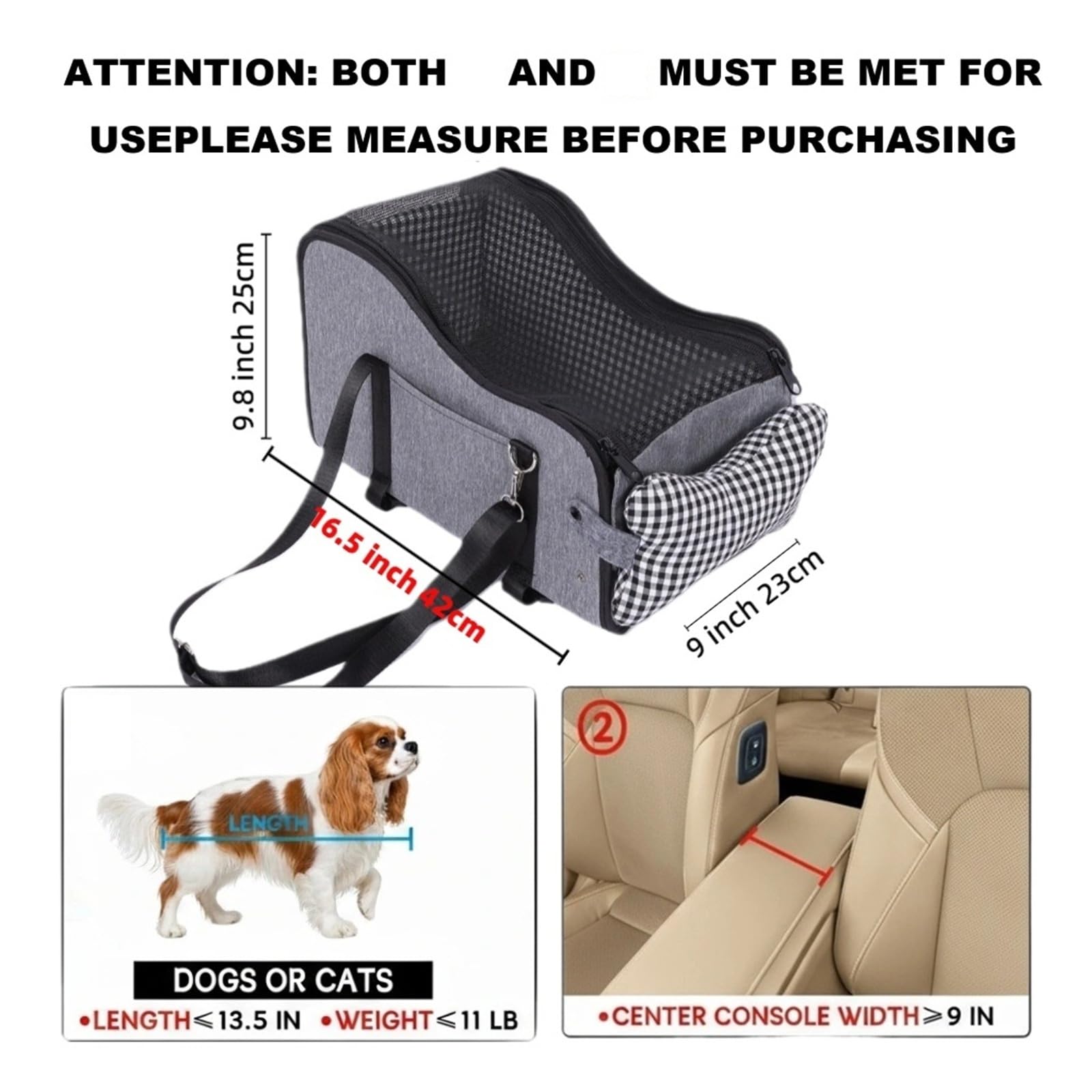 Console centrale per cani, seggiolino auto per cuccioli, console centrale per cani di piccola taglia