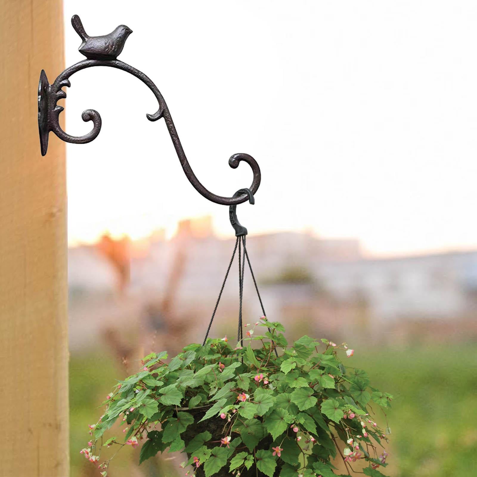 perfk Support de Crochet de Plante Suspendu en Métal, Support de Pot de Fleur, Décoration de Patio Décorative, Accessoire de 9.8 Pouces de Long, Noir