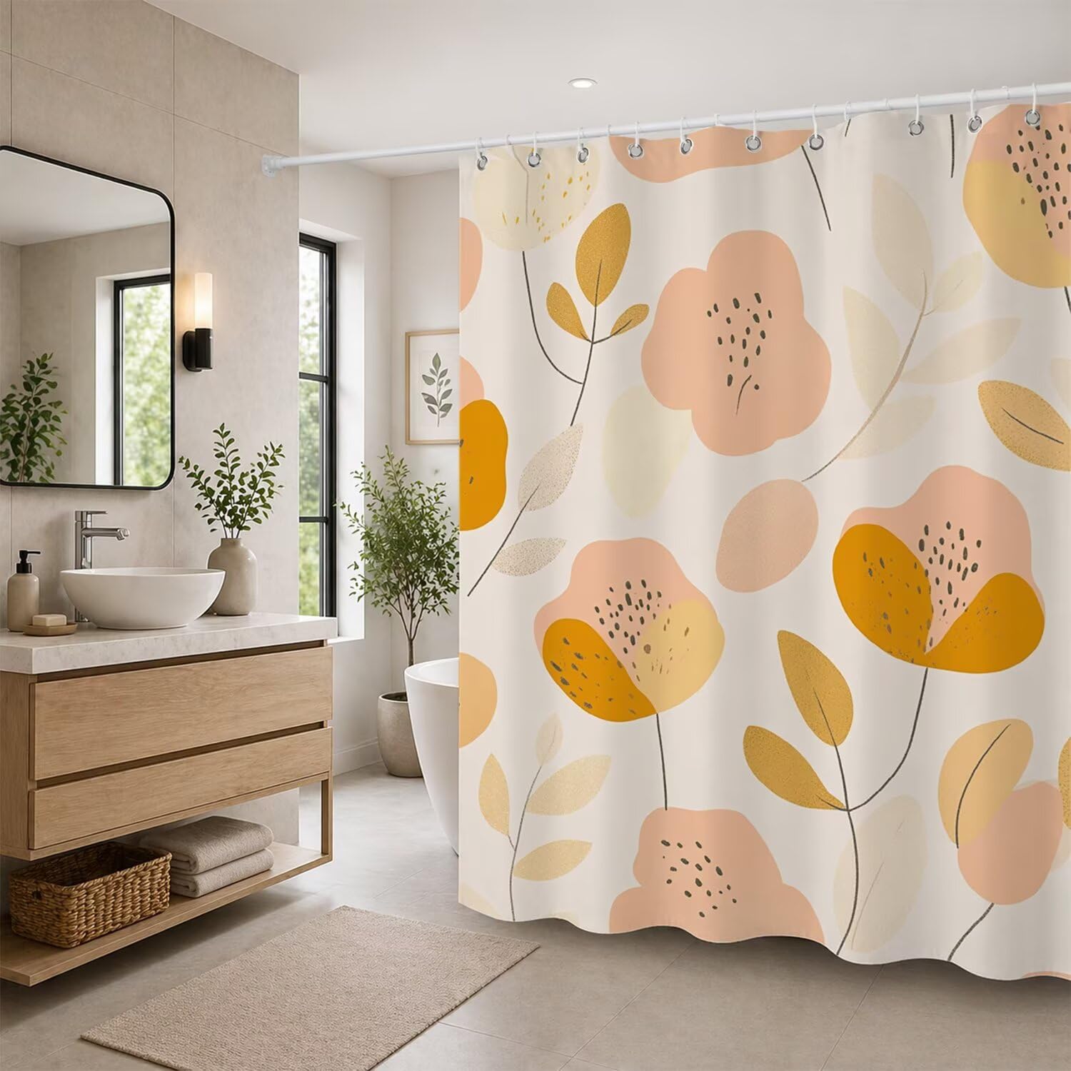 Rideau de douche fleuri pour transformer l'ambiance de votre décoration de salle de bain printanière