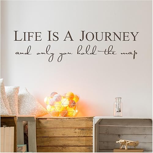 Miniatura 5 de Vinilo autoadhesivo de letras con la frase "Life is a Journey and Only You Hold the Map", Carbón Gris