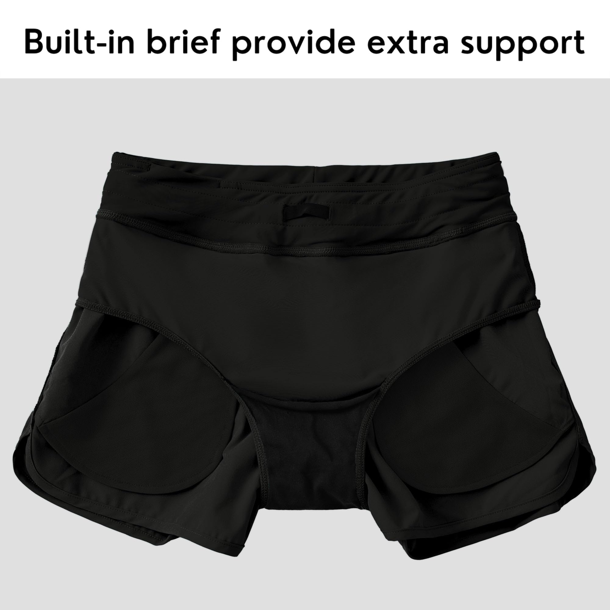 Willit Pantaloncini da bagno da donna ad asciugatura rapida da 3 pollici con fodera breve UPF 50+ Costume da bagno nero S