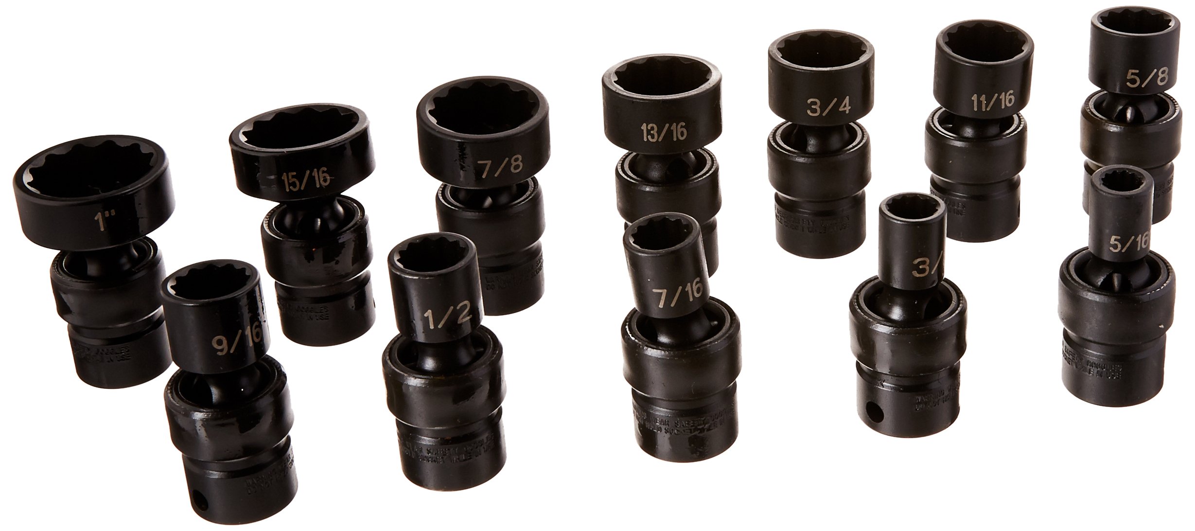 (1612U) 3/8" Drive 12-Piece 12-Point Standard Fractional Universal Socket Set