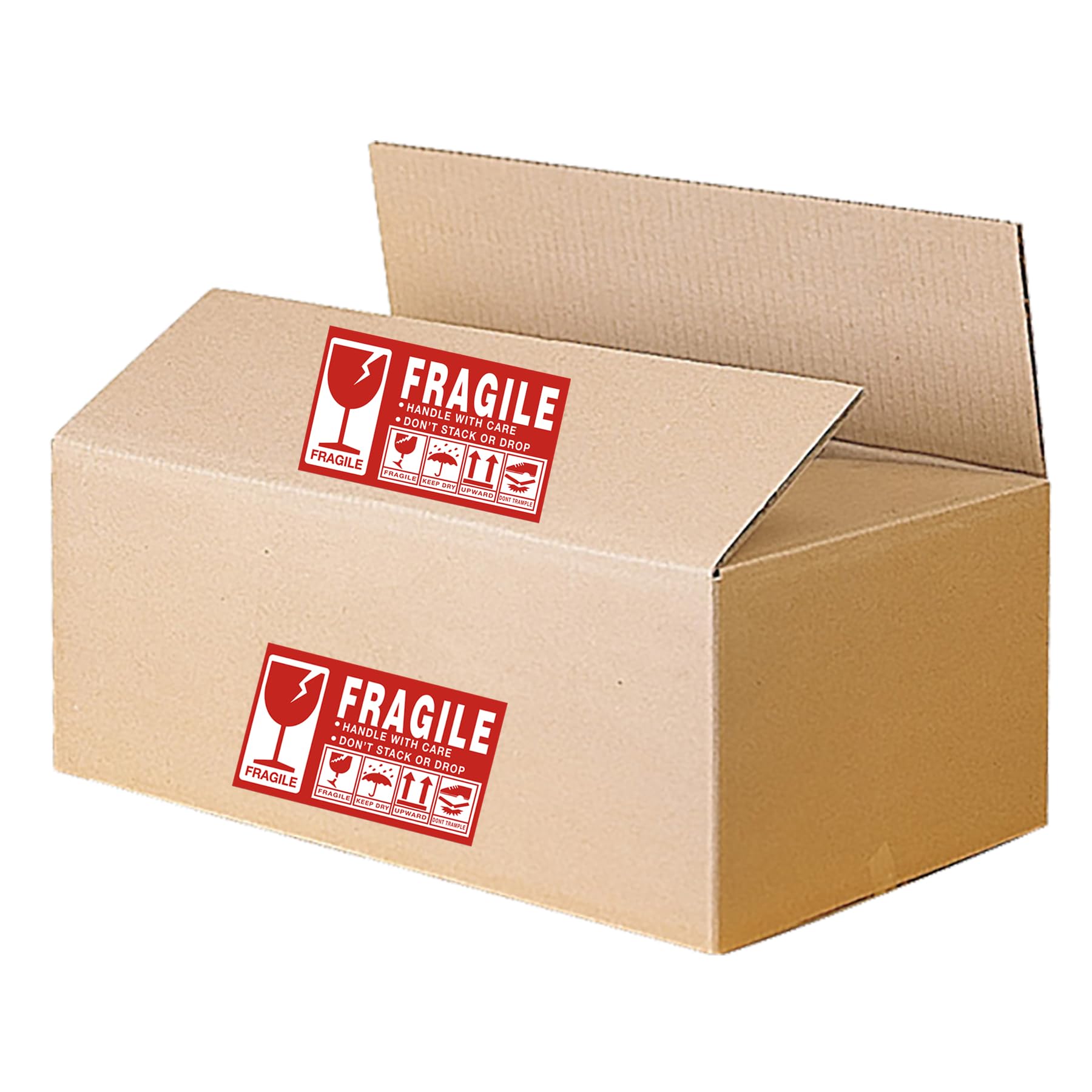 1 Rollo 1000 x Pegatinas Frágiles 125x75 mm Fondo Rojo Pegatina de Embalaje Adhesiva Fuerte Etiquetas de Advertencia Etiquetas de Embalaje Manipular con Cuidado, Artículo Frágil hacia Arriba, Cristal