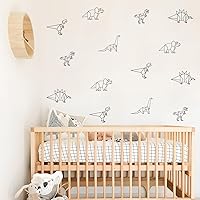 Vista 3 de QUCHENG Calcomanías de pared de dinosaurio, calcomanías de animales para dormitorio, decoración extraíble, cuarto de bebé, habitación de los niños