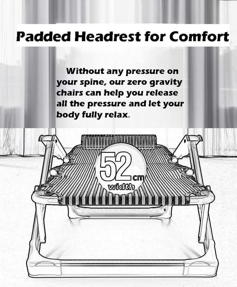 Sun Lounger Garden Chairs Heavy Duty Zero Gravity Chairs Garden Outdoor Patio Sunloungers Folding Reclining Chairs Lounger Deck Chairs Support 200kg (Color, with Cushion),No Mat