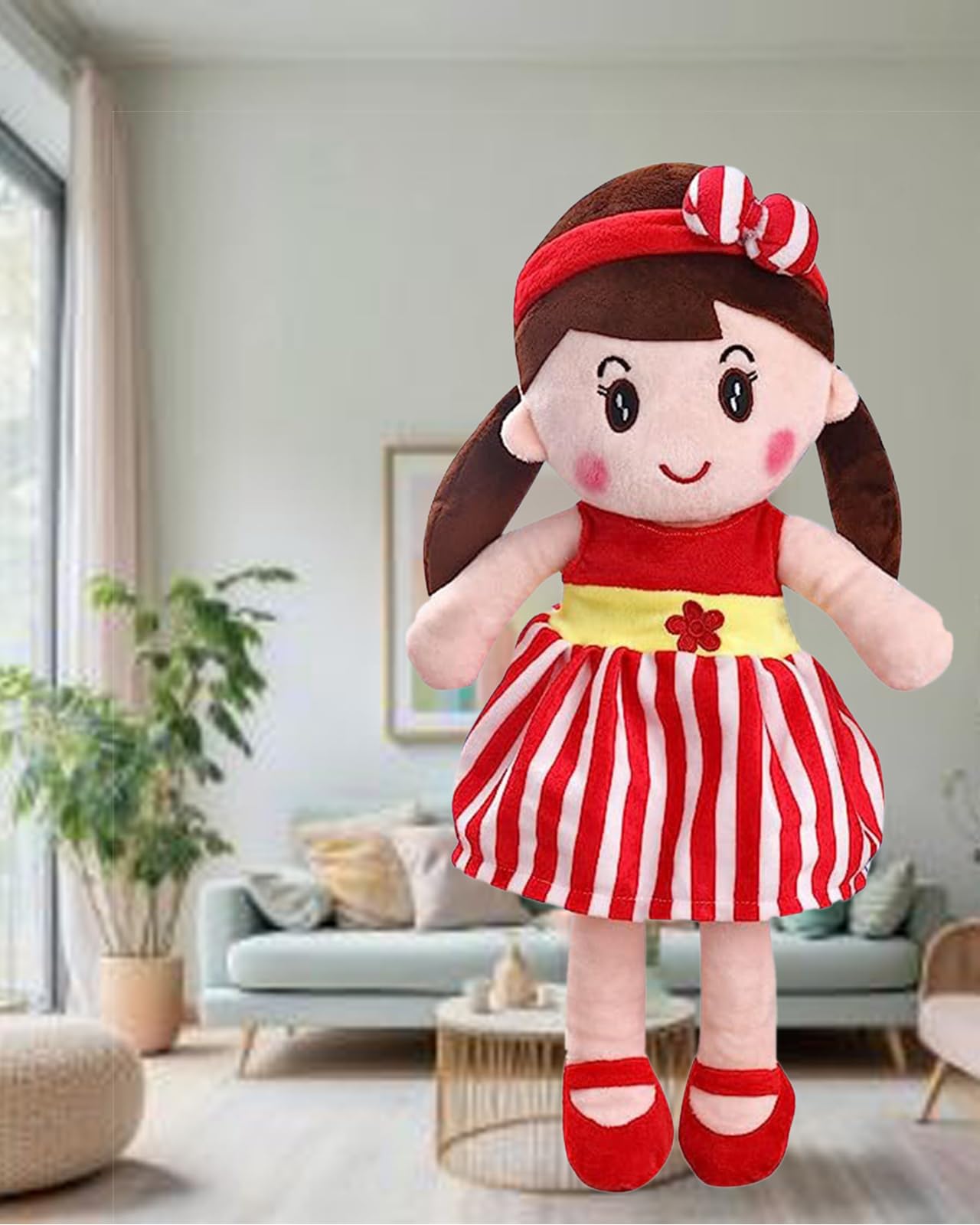 Glance Super Soft 60cm Stuffed Girl Cute Doll Kids Soft - Polyfill Washable Cuddly Soft Plush Toy - Helps to Learn Role Play - 100% Safe for Kids (60 Cm, Cute Doll Red) (B0BB86HV89) Amazon Price History, Amazon Price Tracker